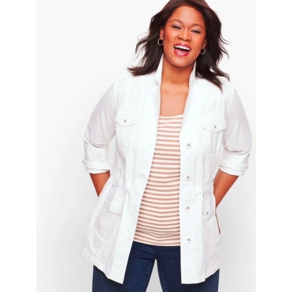 NWT Talbots White Linen Cotton Field Jacket Size 1X